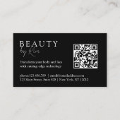 Carte De Rendez-vous Noir & Blanc, Minimal, Élégant, Salon, Code QR (Devant)