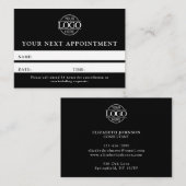 Carte De Rendez-vous Noir & Blanc Professionnel Moderne Simple Rappel (Devant / Derrière)