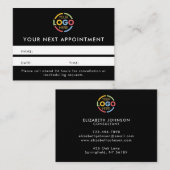 Carte De Rendez-vous Noir & Blanc Professionnel Moderne Simple Rappel (Devant / Derrière)