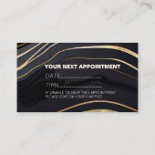 Carte De Rendez-vous Noir et or Agate ongle salon Manicurist (Dos)