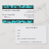 Carte De Rendez-vous Noir et turquoise (Devant / Derrière)