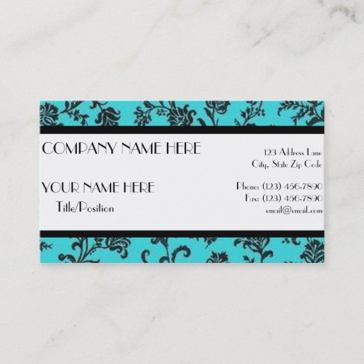 Carte De Rendez-vous Noir et turquoise (Devant)