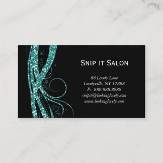 Carte De Rendez-vous Noir Teal de parties scintillantes d'argent de