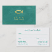 Carte De Rendez-vous Nomination du conseiller chrétien turquoise Ichthu (Devant / Derrière)