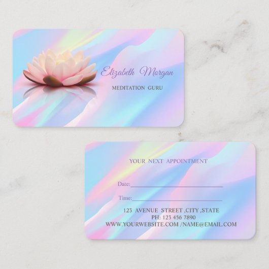 Carte De Rendez-vous Nomination Holographique Lotus Professionnelle Mod (Devant / Derrière)