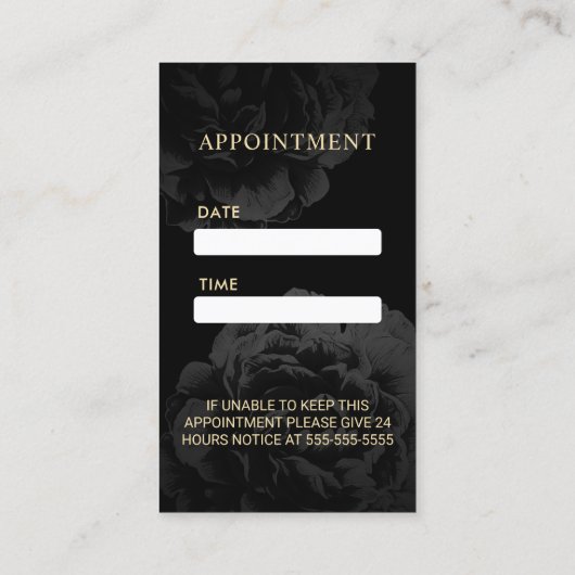 Carte De Rendez-vous Nomination | Moderne Stripes Black Floral Salon (Dos)