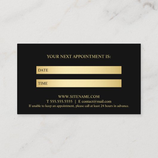Carte De Rendez-vous Nomination professionnelle Gold et Black (Dos)