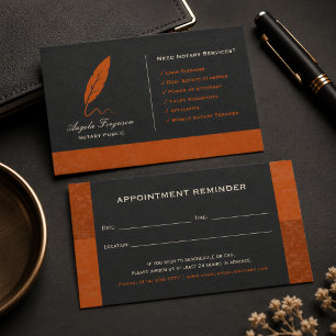 Carte De Rendez-vous Notaire public Orange Charbon Élégant