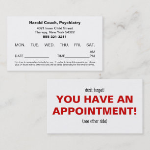 Carte De Rendez-vous Office Scheduled Appointment Reminder de docteur