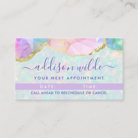 Carte De Rendez-vous Opal Gemstone Pastel Iridescente Moderne Élégant (Devant)