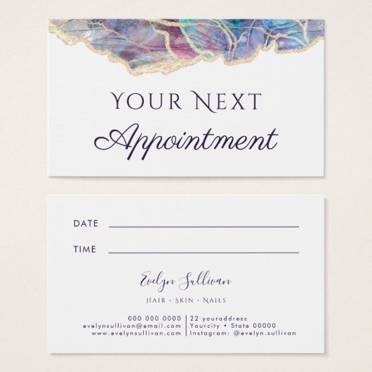 carte de rendez-vous opale foncée (Devant & derrière)