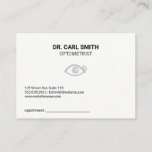 Carte De Rendez-vous Optométriste | Docteur Médicale | Examen oculaire (Dos)