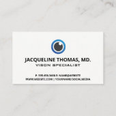 Carte De Rendez-vous Optométriste | Examen des yeux | Icône oeil (Dos)