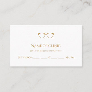 Carte De Rendez-vous Optométriste moderne Lunettes d'or simples Nominat