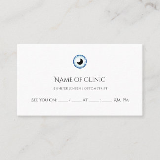 Carte De Rendez-vous Optométriste moderne Simple Blue Eye Nomination