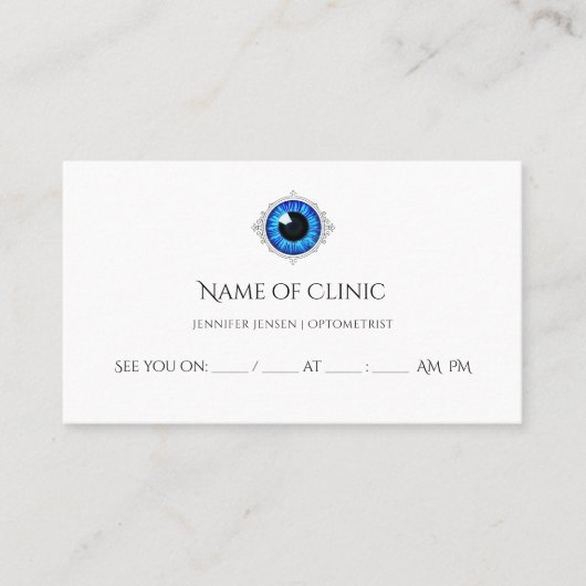 Carte De Rendez-vous Optométriste professionnel Blue Iris Eye Rendez-vo (Devant)