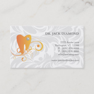 Carte De Rendez-vous Orange dentaire 2 de logo de dent de diamant de
