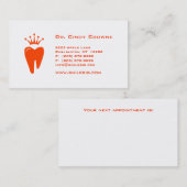 Carte De Rendez-vous Orange dentaire de logo de dent de couronne de (Devant / Derrière)