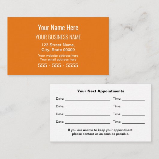 Carte de rendez-vous Orange Modern Professional (Devant / Derrière)