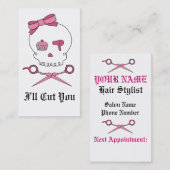 Carte De Rendez-vous Os croisés accessoires de crâne et de ciseaux de (Devant / Derrière)