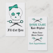 Carte De Rendez-vous Os croisés de crâne et de ciseaux de coiffeur - (Devant / Derrière)