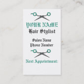 Carte De Rendez-vous Os croisés de crâne et de ciseaux de coiffeur - (Dos)