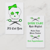 Carte De Rendez-vous Os croisés de crâne et de ciseaux de coiffeur de (Devant / Derrière)