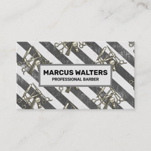 Carte De Rendez-vous Outils en barber vintage Rayures