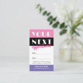 Carte De Rendez-vous Palette rétro rose chaud noir votre logo (Debout devant)