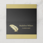 Carte De Rendez-vous Palme de fleurs dorées Feuilles sur noir (Extérieur déplié)