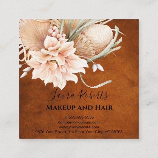 Carte De Rendez-vous Pampas Grass Floral Bourgogne Terracotta Business (Dos)