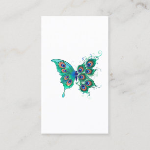 Carte De Rendez-vous Papillon aux plumes de paon vert