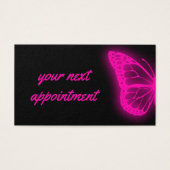 carte de rendez-vous papillon rose néon (Devant)
