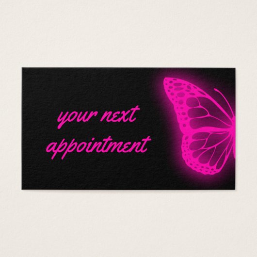 carte de rendez-vous papillon rose néon (Devant)
