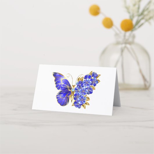 Carte De Rendez-vous Papillon saphir à fleurs (Devant)