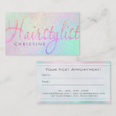 Carte De Rendez-vous parties scintillant de coiffure fausse iridescente (Devant / Derrière)