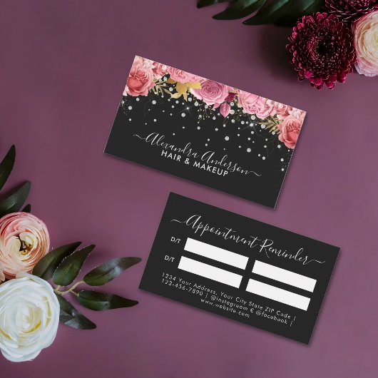 Carte De Rendez-vous Parties scintillant de diamants floraux rose moder