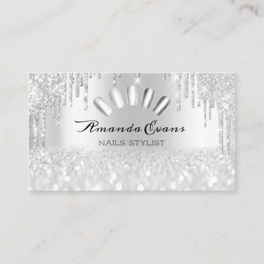 Carte De Rendez-vous Parties scintillant d'étincelle Clous gris argenté (Devant)