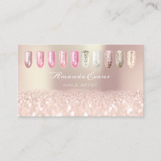 Carte De Rendez-vous Parties scintillant d'étincelle Rose Gold Nails Ar (Devant)