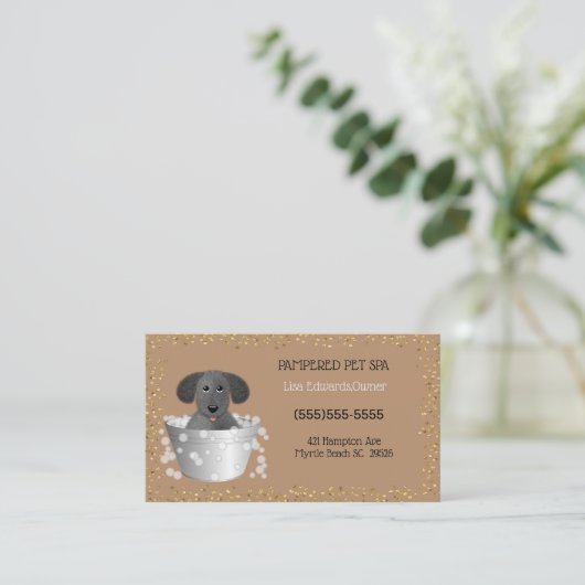 Carte De Rendez-vous Parties scintillant d'or Animaux de compagnie Baig (Debout devant)