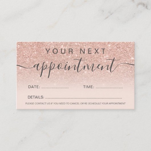 Carte De Rendez-vous parties scintillant d'or rose moderne blush profes (Devant)