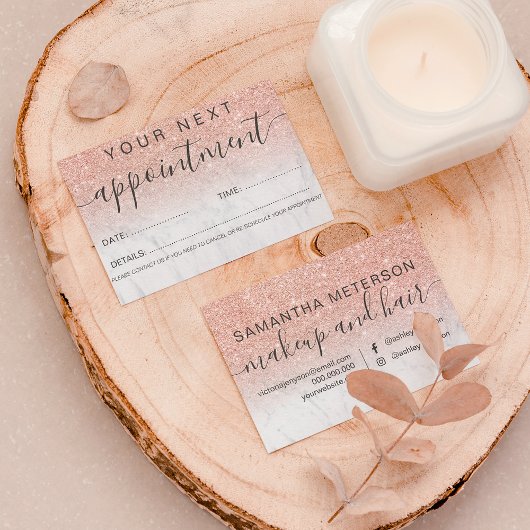 Carte De Rendez-vous Parties scintillant d'or rose moderne marbre ombre