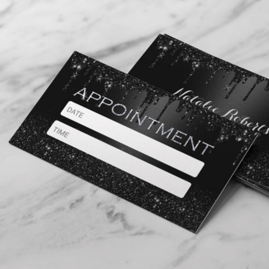 Carte De Rendez-vous Parties scintillant Noire moderne Lecteurs Salon &