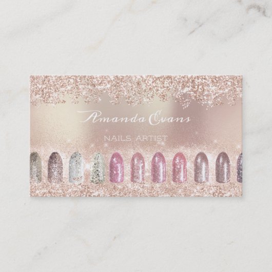 Carte De Rendez-vous Parties scintillant Rose Gold Clou Artiste Rendez- (Devant)