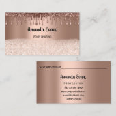 Carte De Rendez-vous Parties scintillant Rose Gold Cosmétiques SPA Stud (Devant / Derrière)
