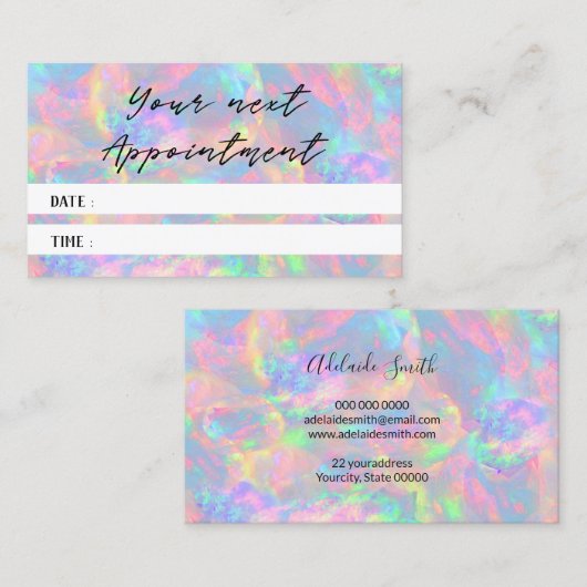carte de rendez-vous pastel opal (Devant / Derrière)