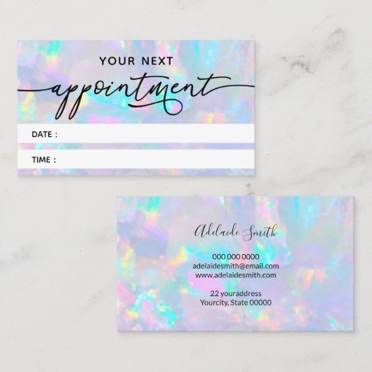 carte de rendez-vous pastel opal texture (Devant / Derrière)