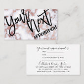 Carte De Rendez-vous Patterns de Chic Rose Gold White Marble Stone (Devant / Derrière)