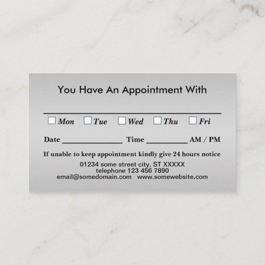 Carte De Rendez-vous Paw Chien Argent sur arrière - plan noir (Dos)