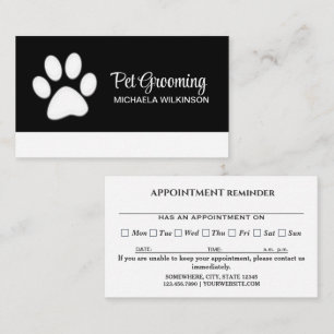 Carte De Rendez-vous Paw chien blanc sur le service de toilettage pour 